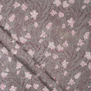 Dabu Hand Block Red Floral Organic Cotton Fabric Online