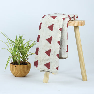 Red Geometrical Cotton Dabu Hand Block Printed Fabric Online