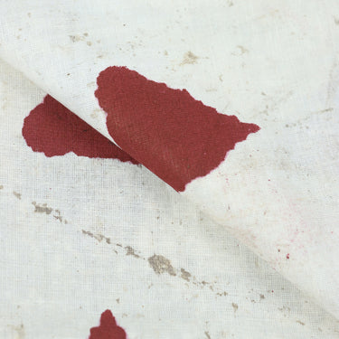 Red Geometrical Cotton Dabu Hand Block Printed Fabric Online