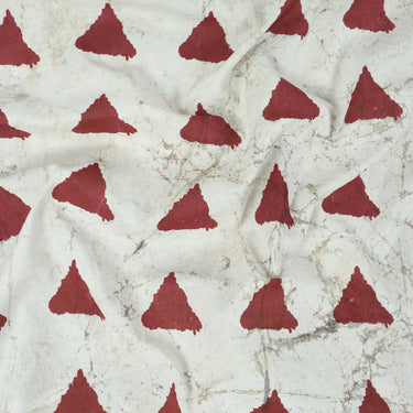 Red Geometrical Cotton Dabu Hand Block Printed Fabric Online