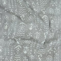 Hand Block Grey Abstract Print Dabu Print Fabric For Dresses Online