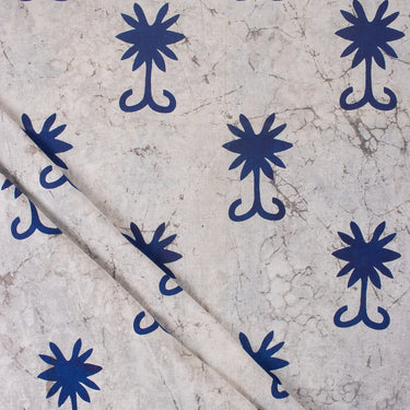 Blue Floral Dabu Cotton Kashish Printed Fabric