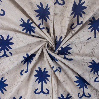 Blue Floral Dabu Cotton Kashish Printed Fabric