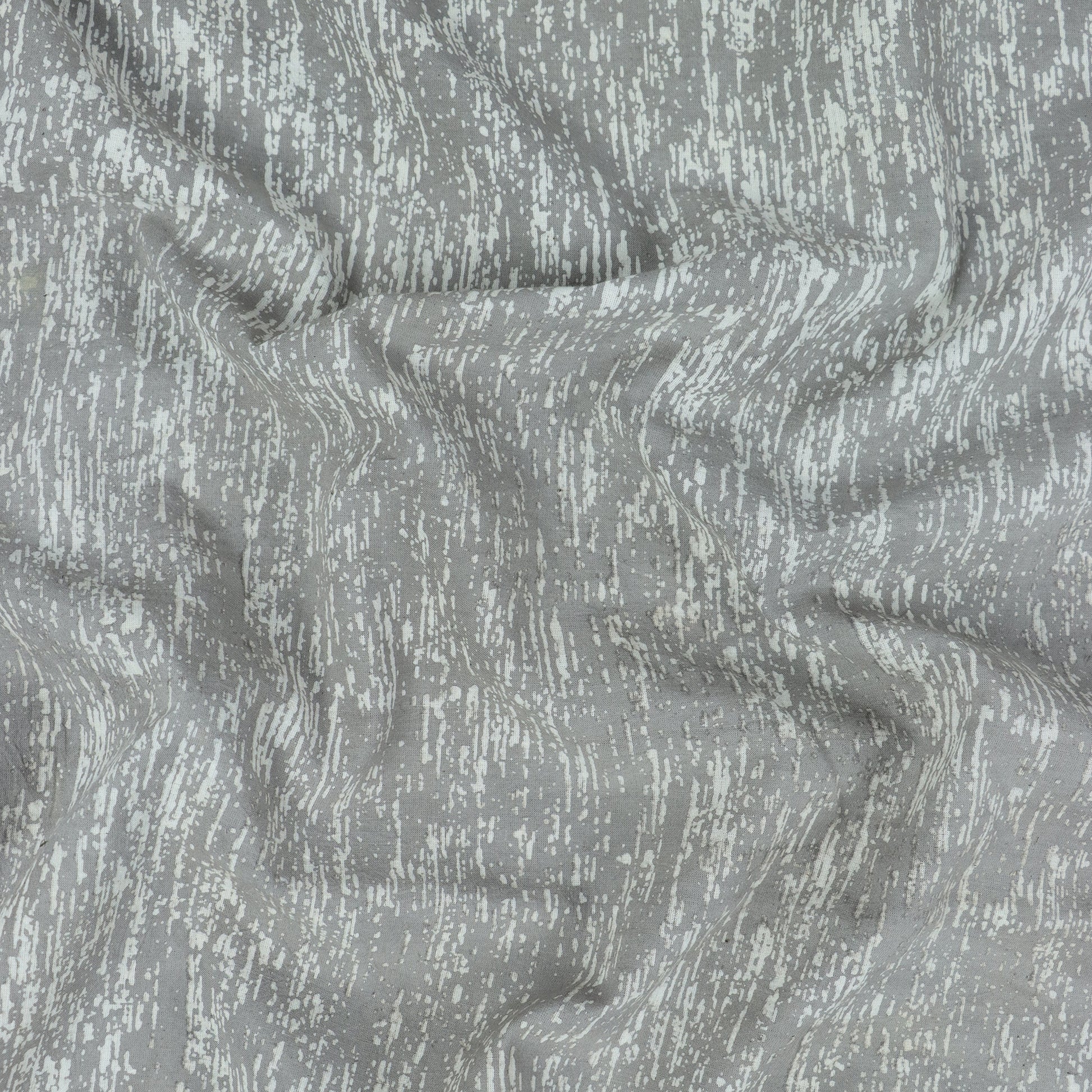 Dabu Print Grey Abstract Soft Cotton Hand Block Fabric Online