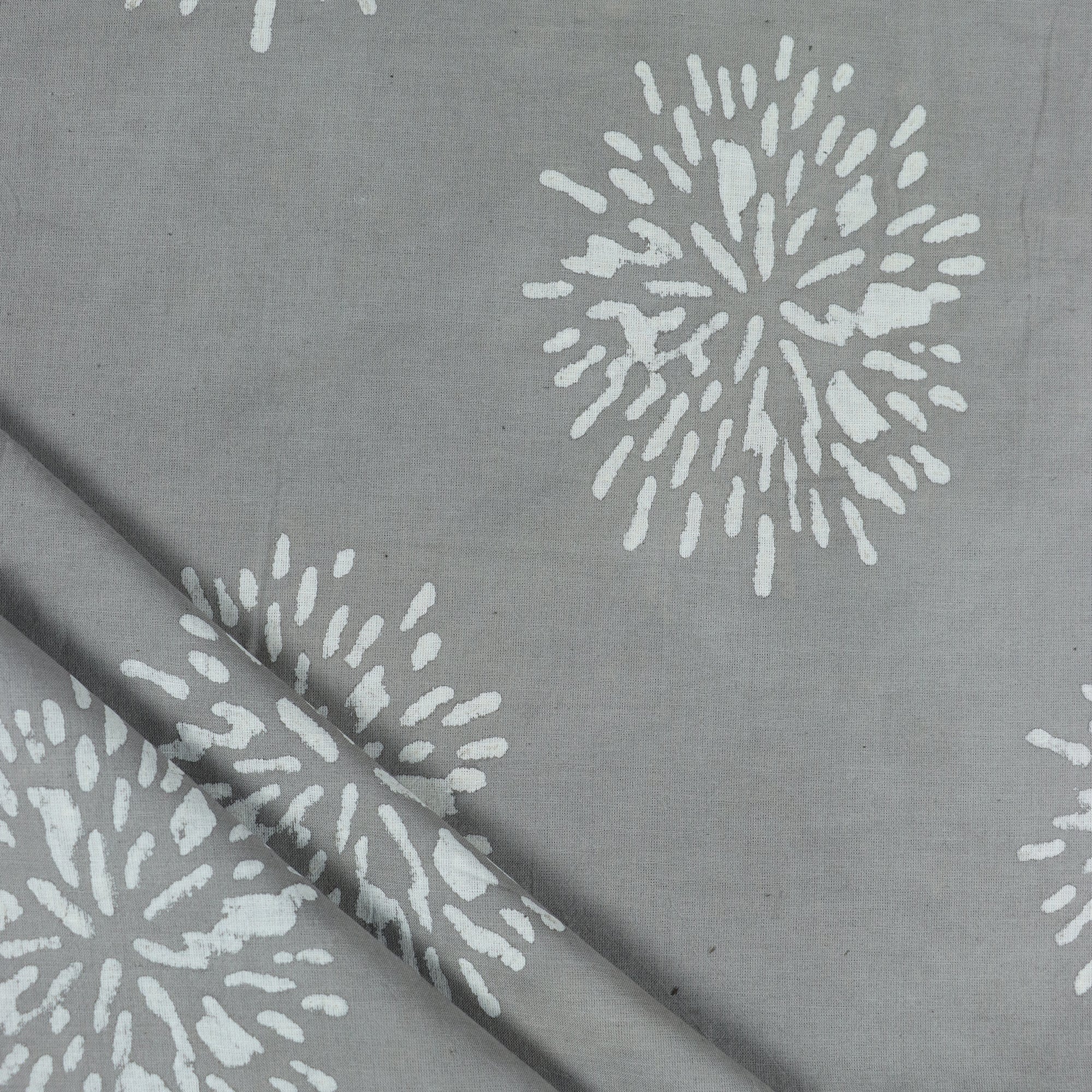 Grey Handmade Printed Soft Cotton Dabu Print Fabric