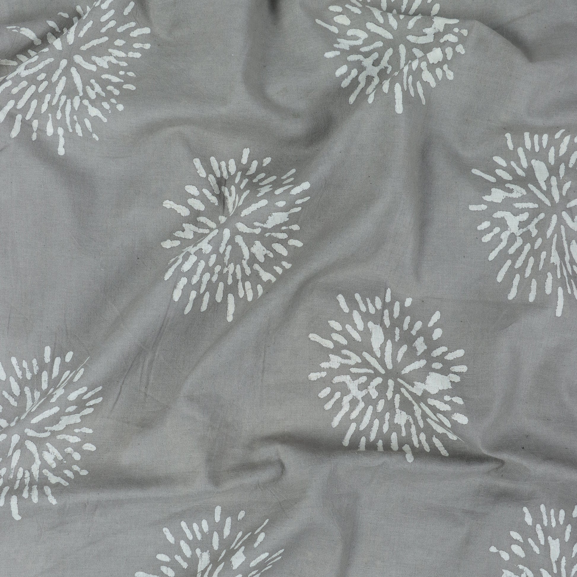 Grey Handmade Printed Soft Cotton Dabu Print Fabric