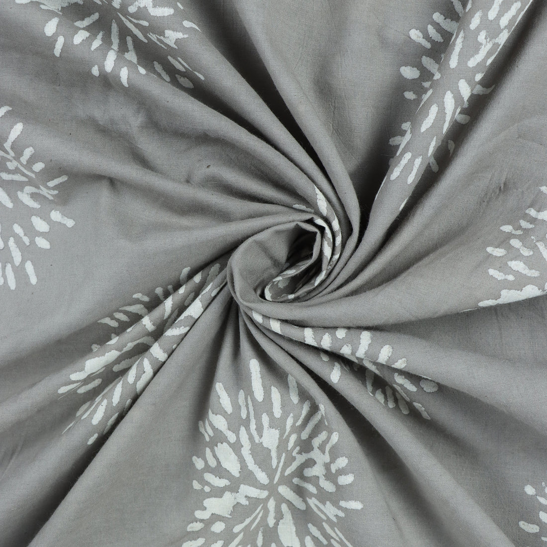 Grey Handmade Printed Soft Cotton Dabu Print Fabric