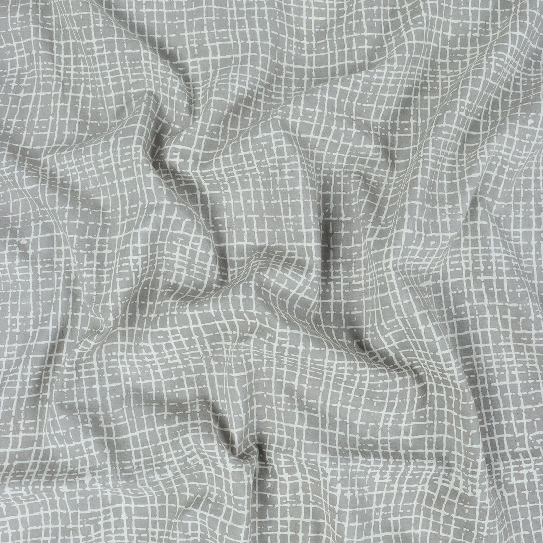 Geometrical Grey Dabu Print Soft Cotton Fabric