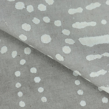 Grey Leaf Print Soft Cotton Dabu Print Fabric For Dresses Online