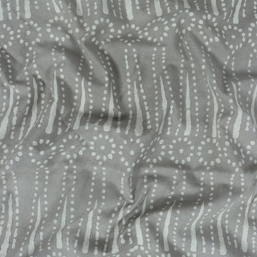 Grey Leaf Print Soft Cotton Dabu Print Fabric For Dresses Online