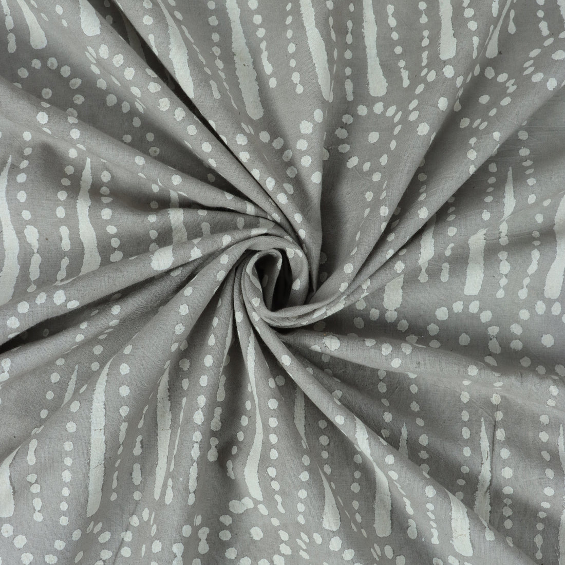 Grey Leaf Print Soft Cotton Dabu Print Fabric For Dresses Online