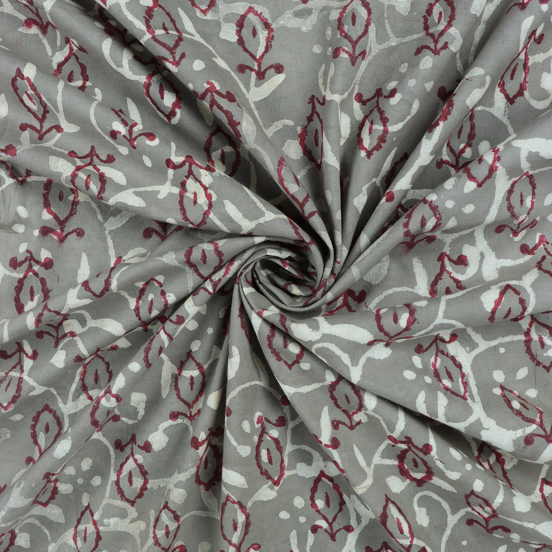 soft red cotton block print silk fabric online