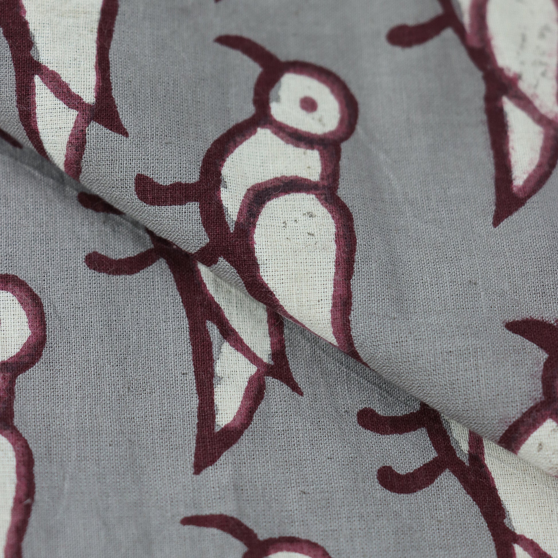 Red Bird Print Dabu Designs Soft Cotton Fabric Online