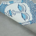 Sky Blue Cotton Dabu Buddha Print Fabric Cloth Online