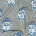 Sky Blue Cotton Dabu Buddha Print Fabric Cloth Online