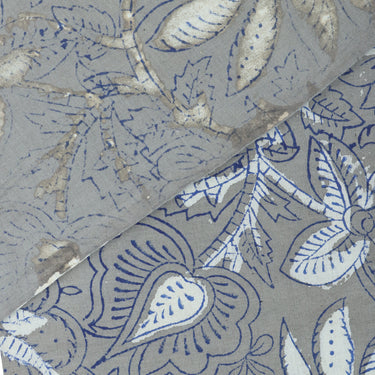 White Hand Block Floral Dabu Print Fabric Online