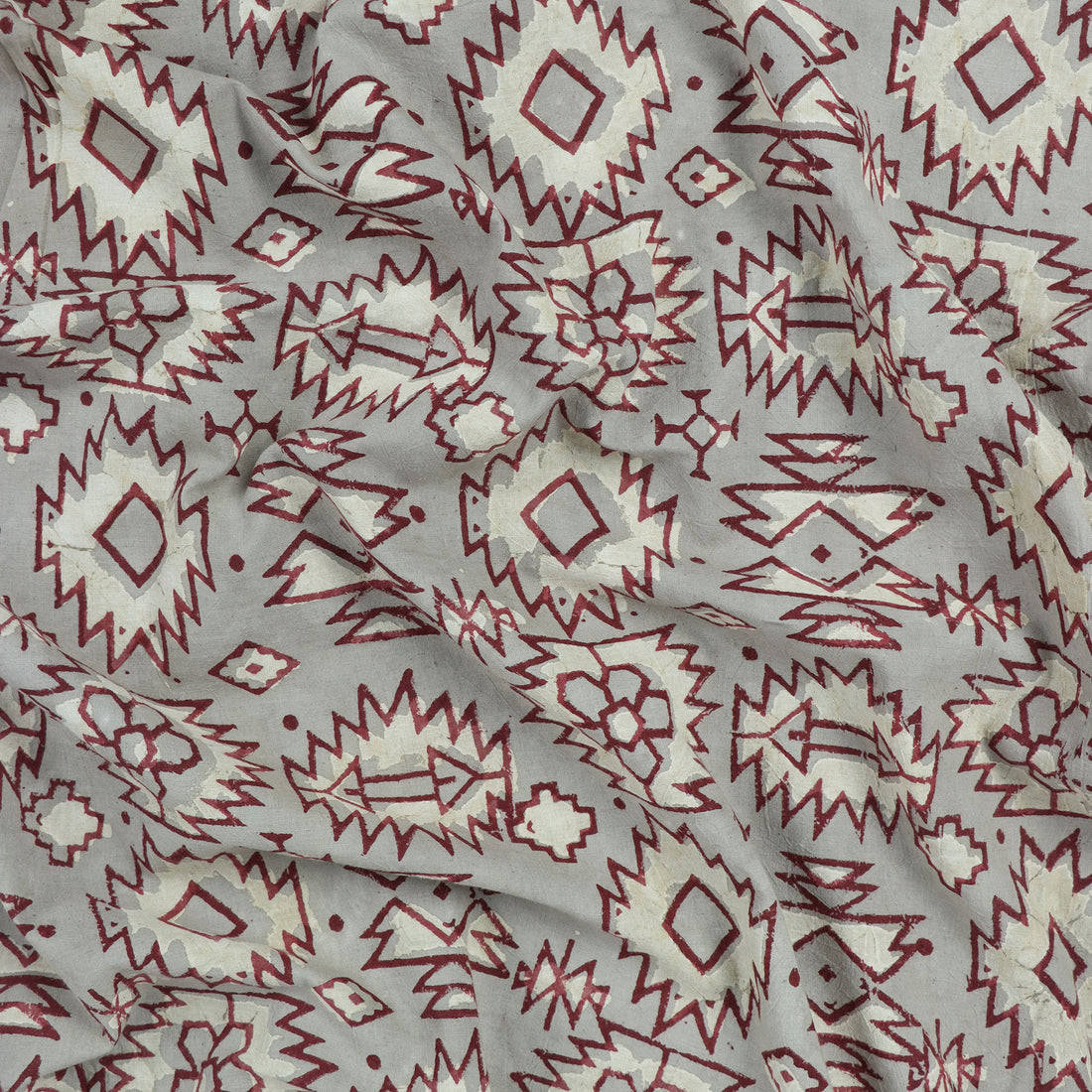 Red Abstract Cotton Hand Block Print Fabric Online