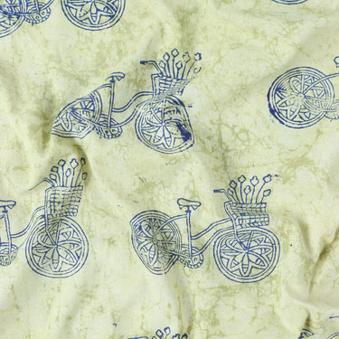 Hand Block Dabu Designs Bicycle Printed Voile Cotton Fabric Online