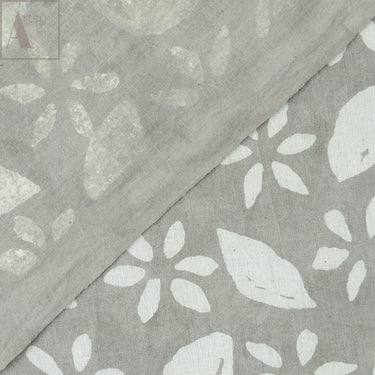 Grey Floral Printed Voile Premium Cotton Fabric Online
