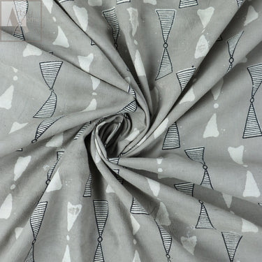 Geometrical Block Printed Voile Cotton Fabric For Kurti Online