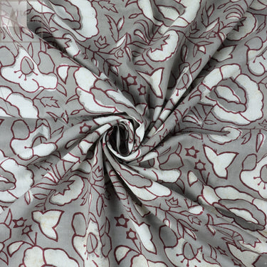 Red Abstract Block Print Cotton Fabric Material Online