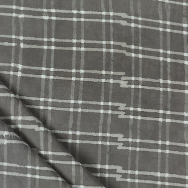 Handmade Grey Stripes Block Cotton Running Fabric Online