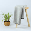 Grey Stripes Hand Block Printed Soft Cotton Fabric Online