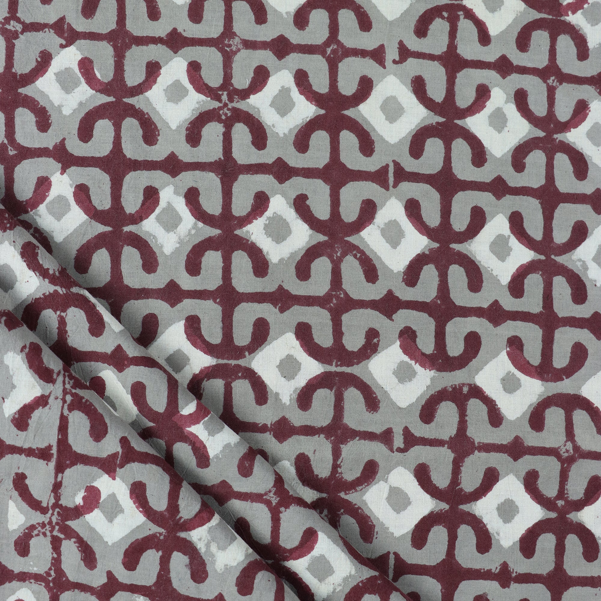 Block Printed Voile Cotton Dress Fabric Online