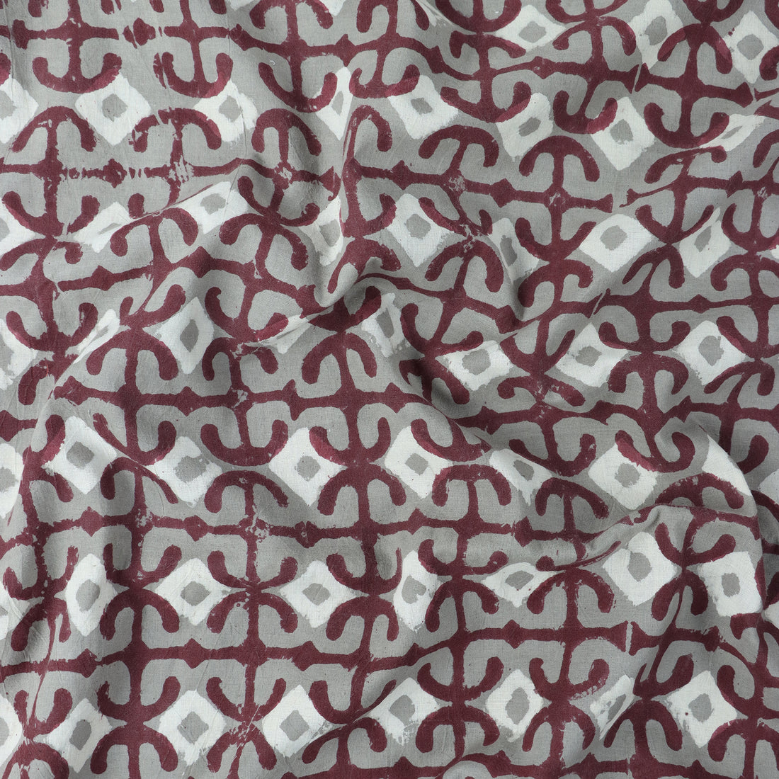 Block Printed Voile Cotton Dress Fabric Online