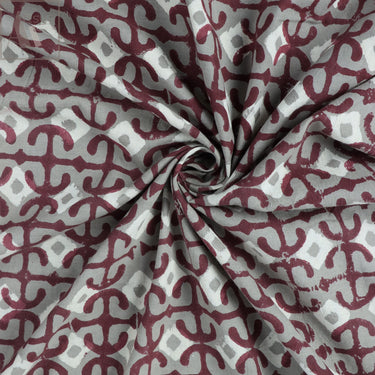 Block Printed Voile Cotton Dress Fabric Online