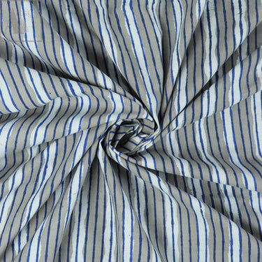 Block Stripes Printed Voile Organic Cotton Fabric Online