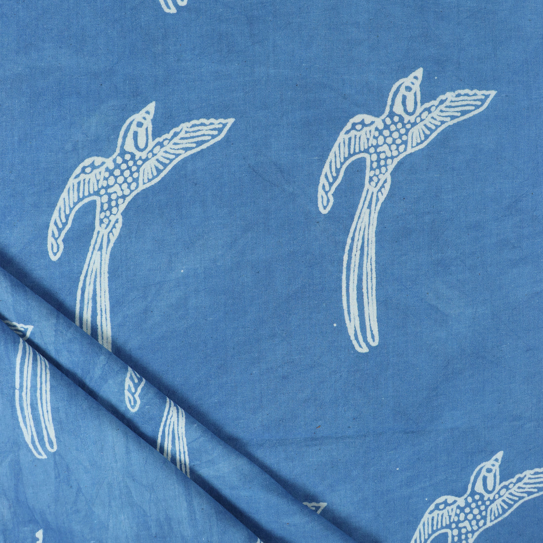 Dabu Bird Print Cotton Fabric For Dress