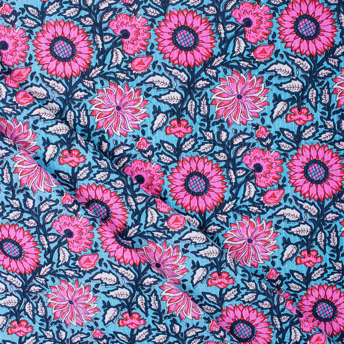 Luxury Hand Block Floral Print Cotton Kantha Fabric Online
