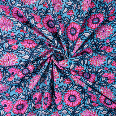 Luxury Hand Block Floral Print Cotton Kantha Fabric Online