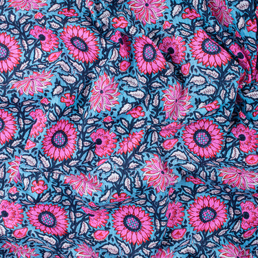 Luxury Hand Block Floral Print Cotton Kantha Fabric Online