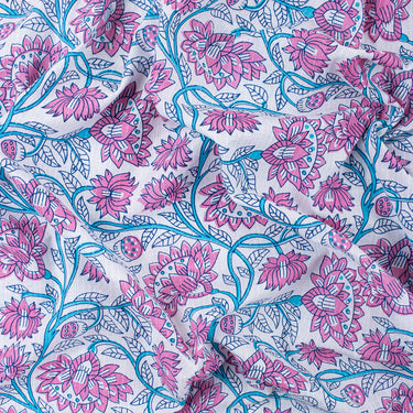 Pink Hand Block Floral Print Cotton Kantha Print Fabric Online