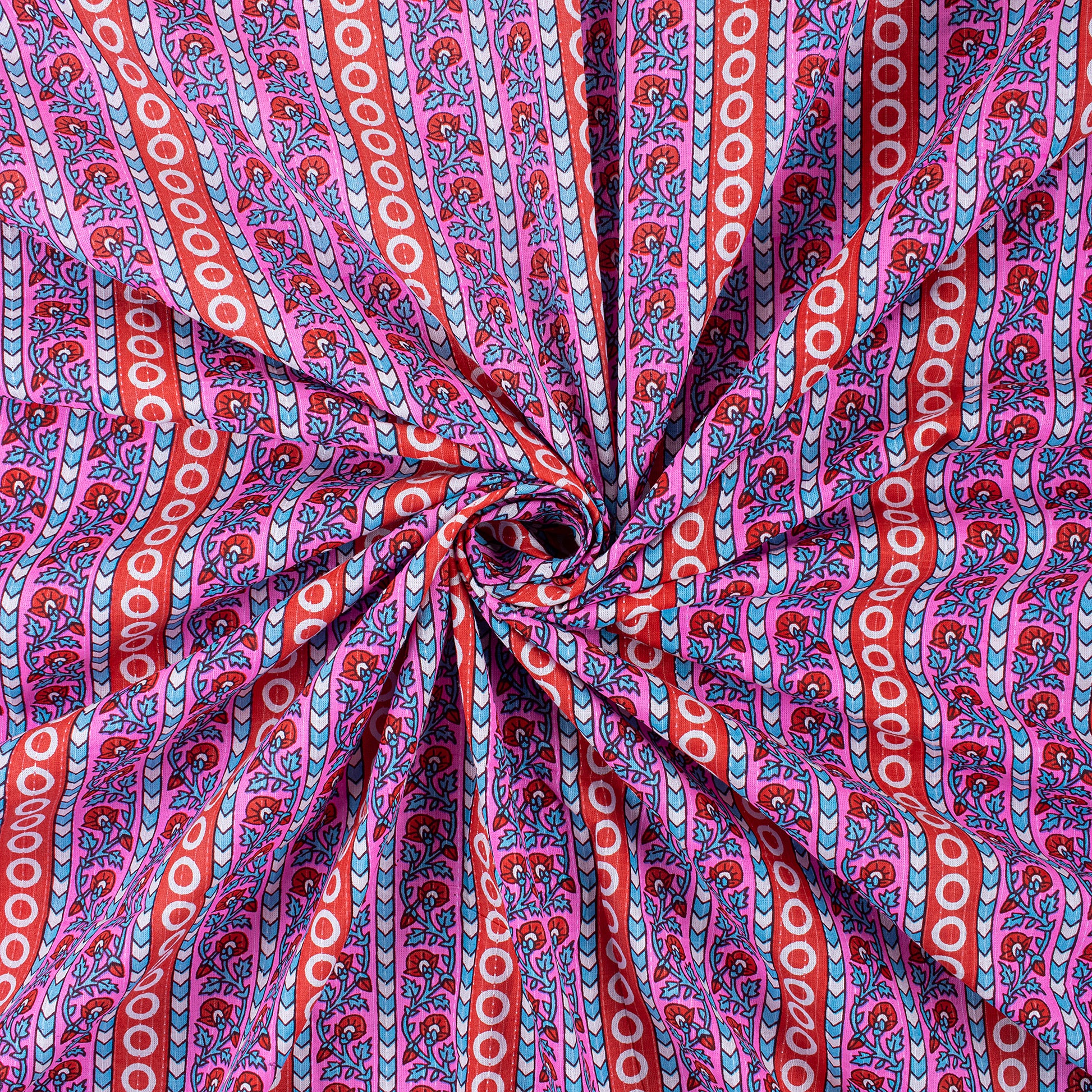 Hand Block Floral Print Cotton Kantha Fabric Online