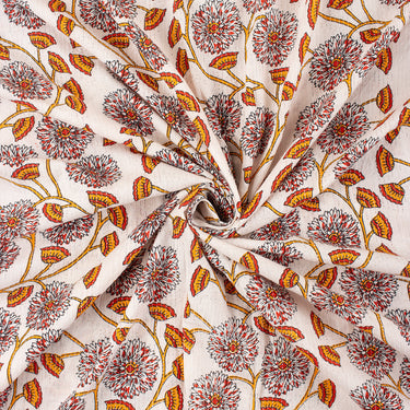 Hand Block Floral Print Pure Cotton Katntha  Fabric