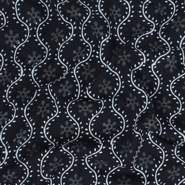 Trendy Softest Hand Block Printed Black And White Fabric Online