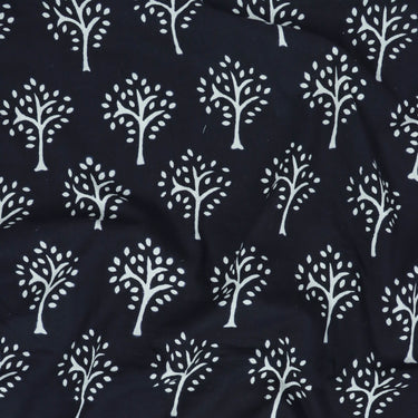 Floral Printed Black And White Cotton Fabric Material Online