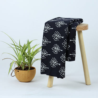 Floral Printed Black And White Cotton Fabric Material Online