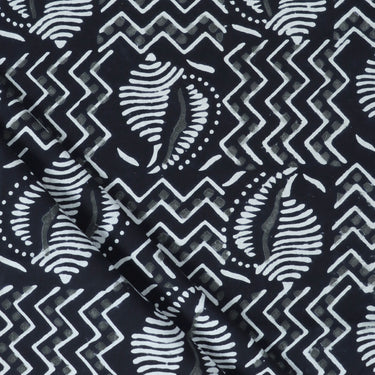 Hand Block Printed Black And White Cotton Material Fabric