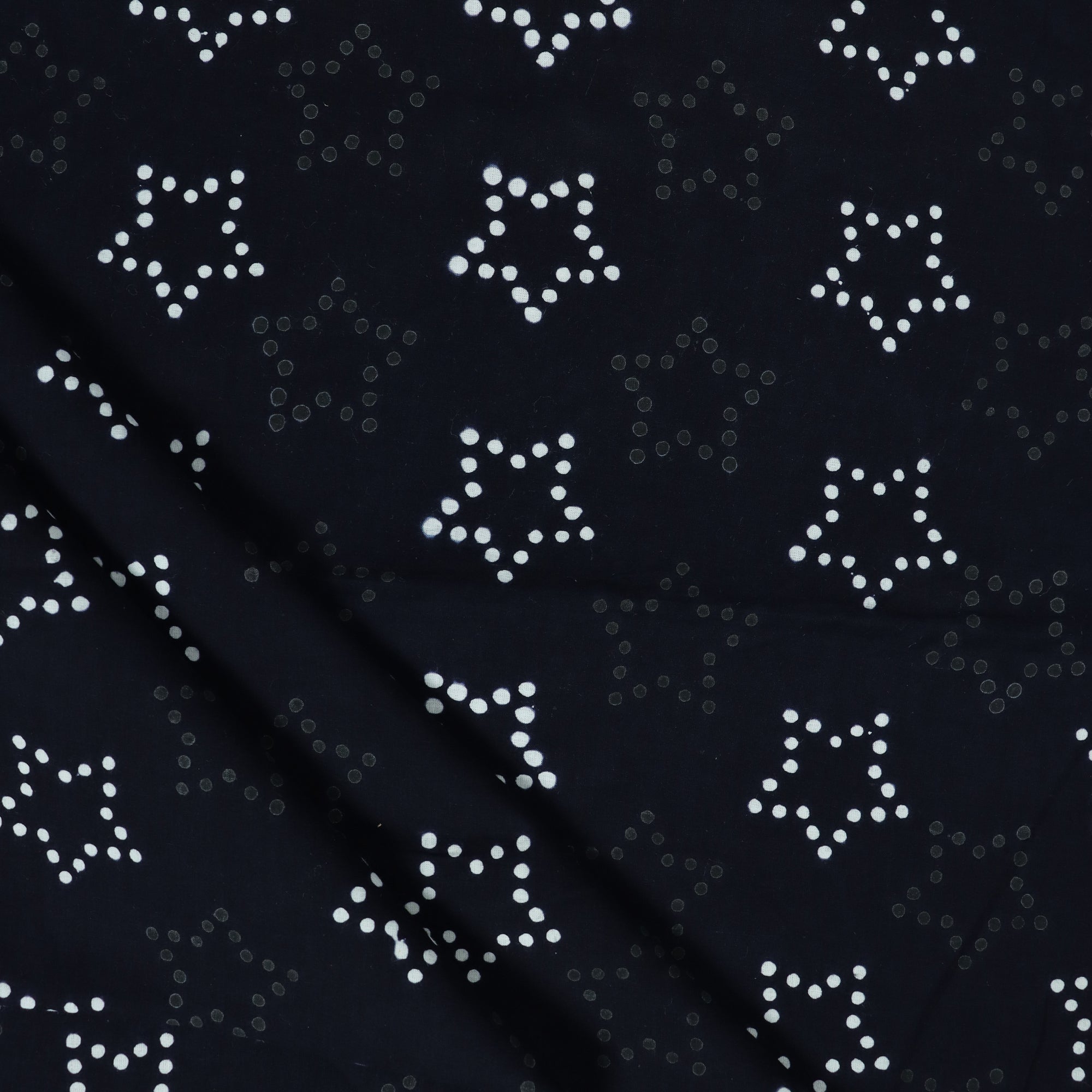 Star Printed Black And White Cotton Fabric Material Online