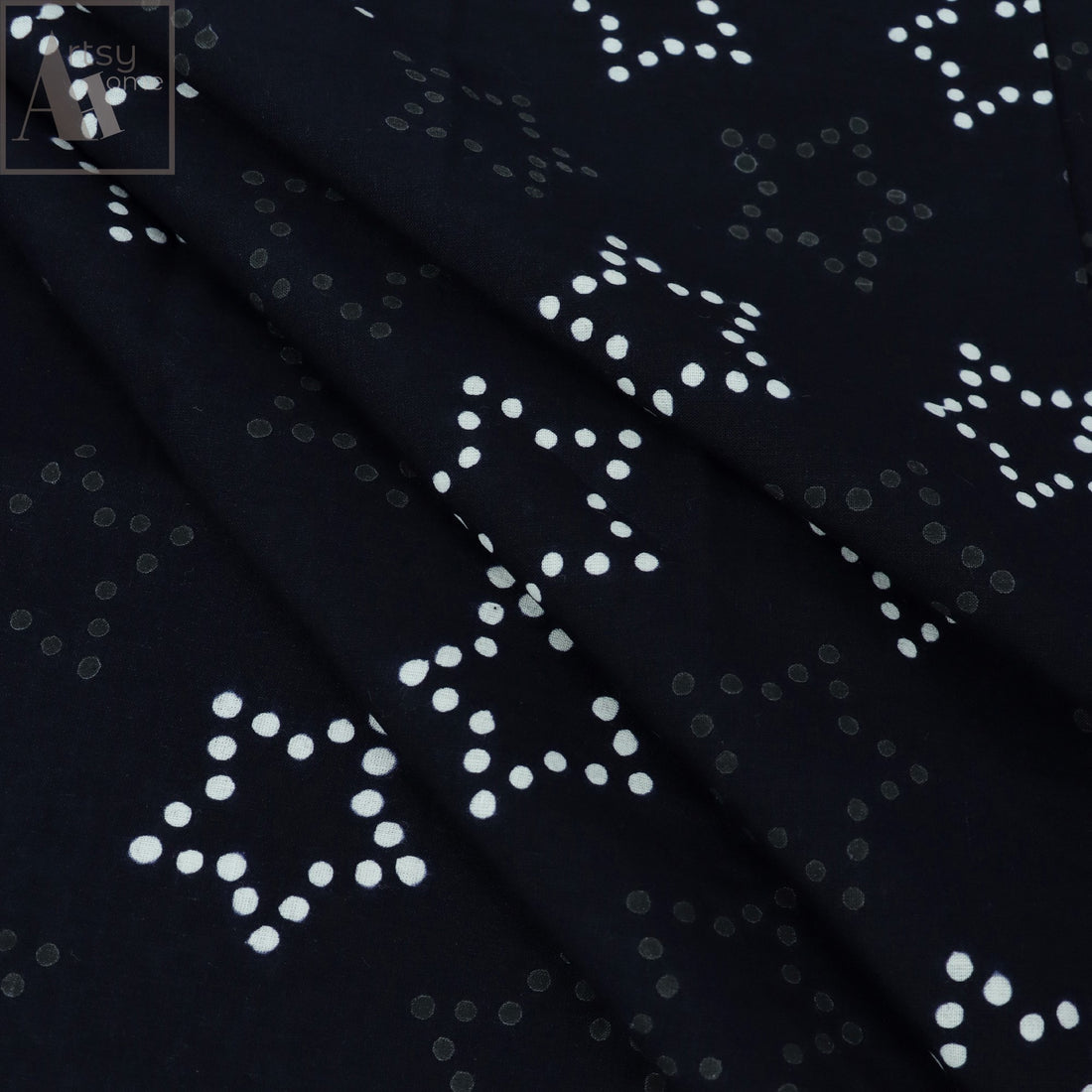 Star Printed Black And White Cotton Fabric Material Online