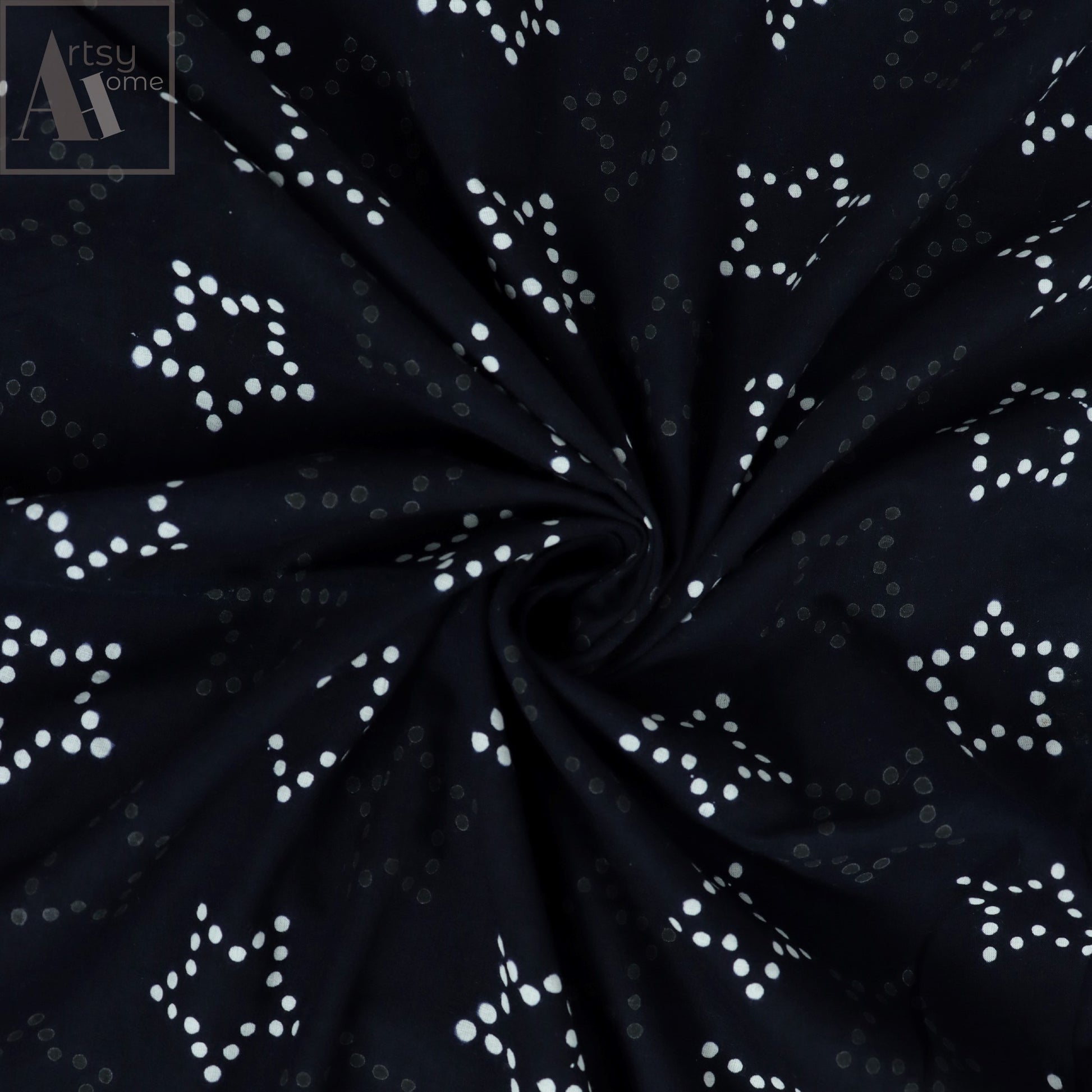 Star Printed Black And White Cotton Fabric Material Online