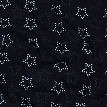 Star Printed Black And White Cotton Fabric Material
