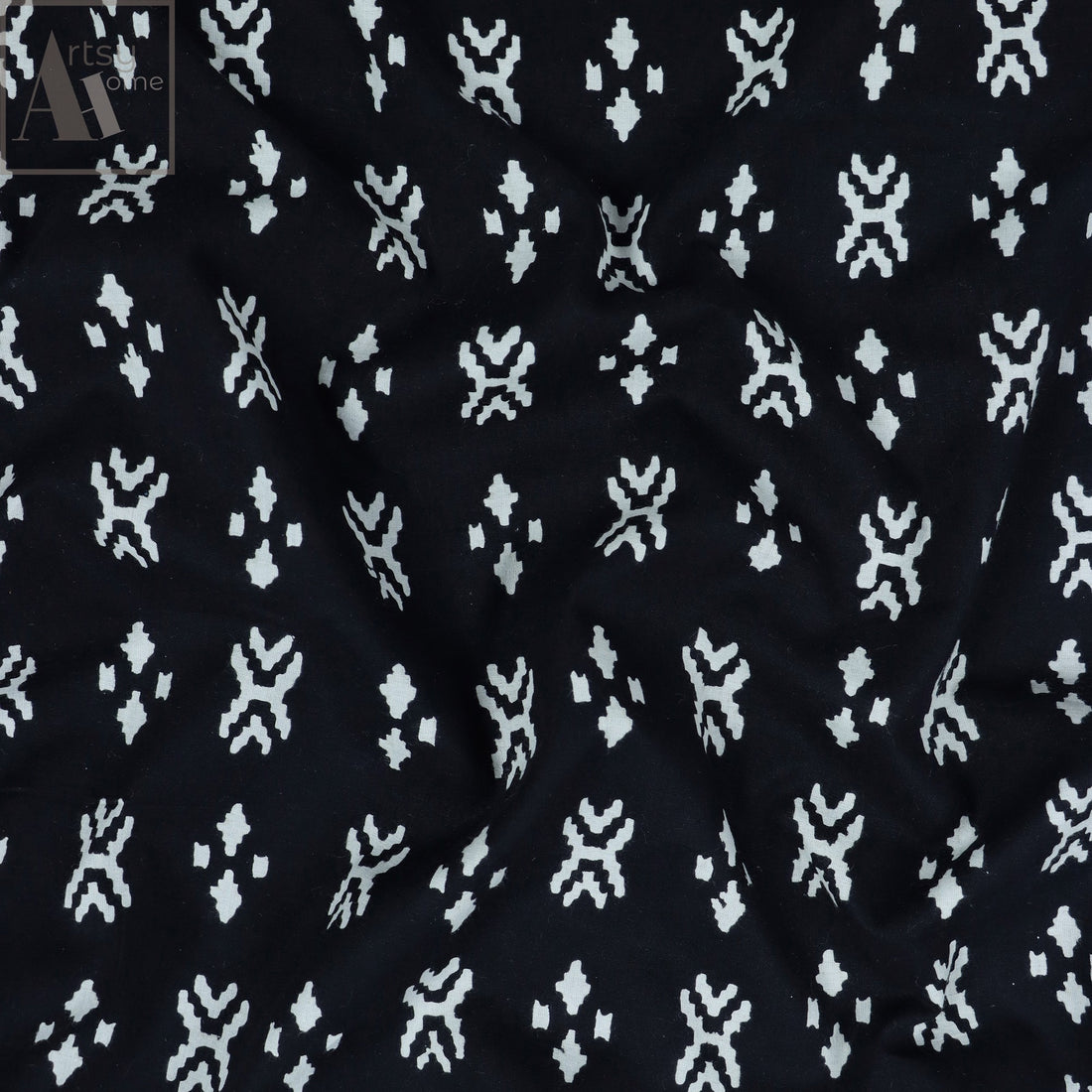 Abstract Printed Black Pure Cotton Fabric