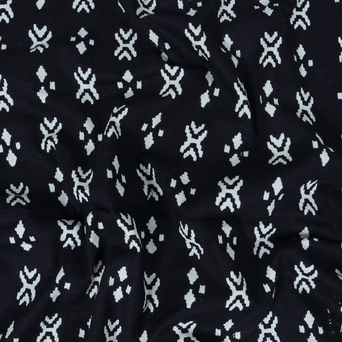 Abstract Printed Black Pure Cotton Fabric