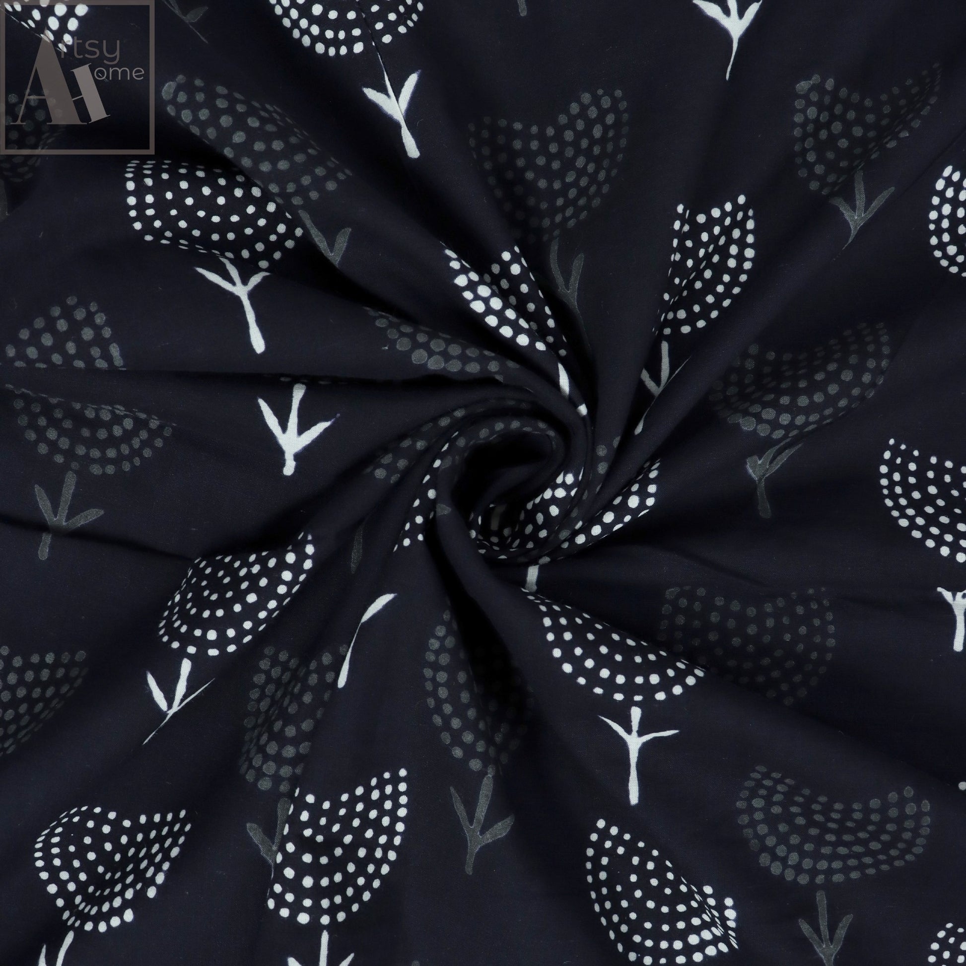 Black And White Cotton Fabric For Kurti Online