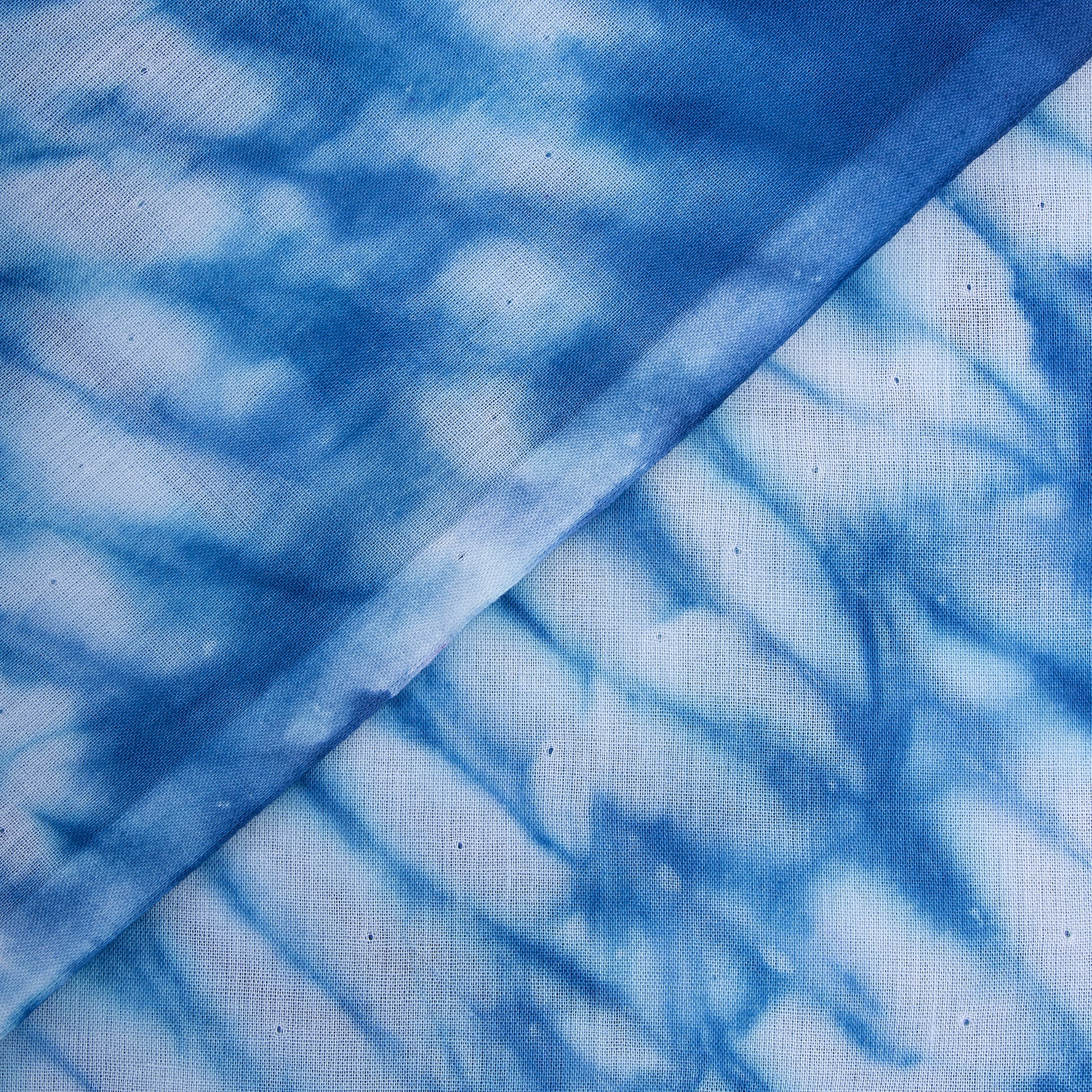 Beautiful Sky Blue Tie Dye Shibori Print Cotton Fabric